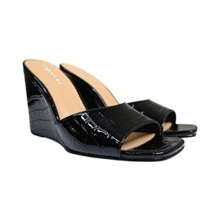 NIB Lisa Vicky Adore-V Black Wedge Sandals Size W8